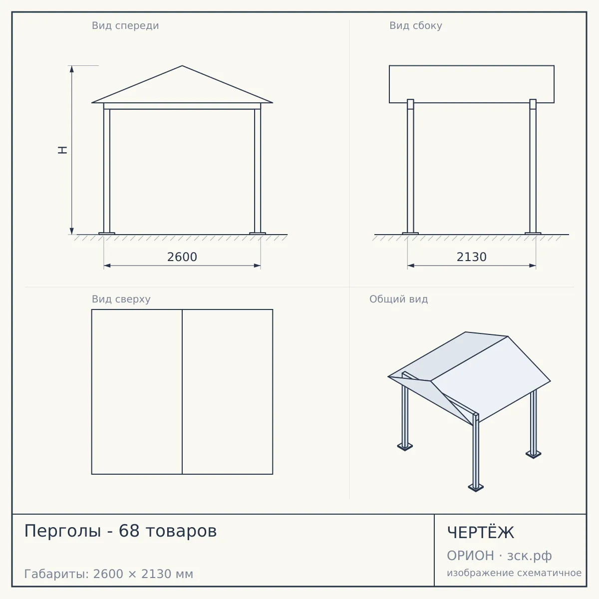 Перголы - 68 товаров — чертёж